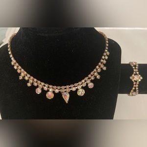 VINTAGE RHINESTONE NECKLACE AND BRACELET SET